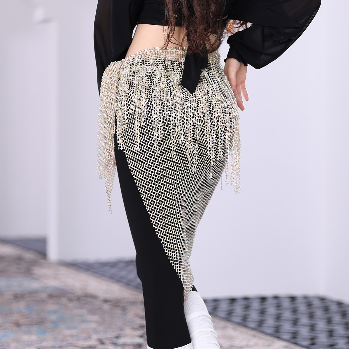 Triangle belly dance hip scarf with tassel